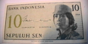 Indonisia 1964 10 Sen KP# 92  Banknote