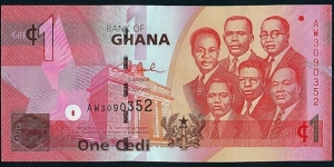 Ghana 2007 1 Cedi.

2007 Currency Reform Issue - 10,000 old Cedis = 1 new Cedi. Banknote