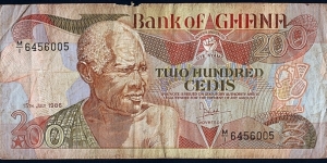 Ghana 1986 200 Cedis. Banknote