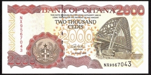 Ghana 2003 2,000 Cedis. Banknote