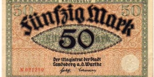 *NOTGELD*__50 Mark__pk# NL__Landsberg Banknote