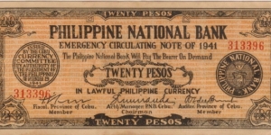 S-220 Cebu 20 Pesos note. Banknote