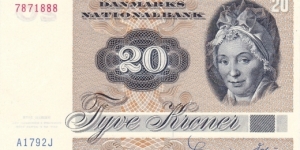Denmark P49a (20 kroner 1979) Banknote