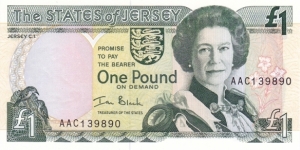 Jersey P26b (1 pound ND 2000) Banknote