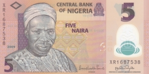 Nigeria P37 (5 naira 2009) Polymer Banknote