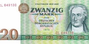 East Germany P29a (20 mark 1975) Banknote