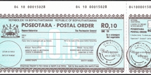 Bophuthatswana 1985 10 Cents postal order. Banknote