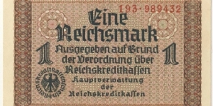 1 Reichsmark/german occupied territory(Third Reich 1939-1945) Banknote
