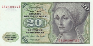 Germany P32a (20 mark 2/1-1970) Banknote