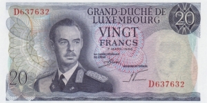 Luxembourg P54 (20 francs 1966) Banknote