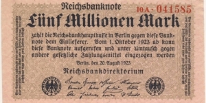 5.000.000 Mark(Weimar Republic 1923) Banknote