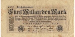 5.000.000.000 Mark(Weimar Republic 1924) Banknote