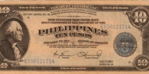 PI-97 Philippine 10 Peso Victory Counterfeit note. Banknote