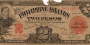 PI-69b RARE Philippine Islands 2 Peso note. Banknote