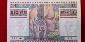 SAAR, 10 MARK Banknote