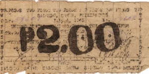 SMR-806 RARE Salcedo Samar Philippines 2 Pesos note. Banknote
