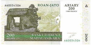200 Ariary/1000 Francs Banknote