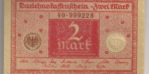 Germany 2 Mark 1920 P59. Banknote