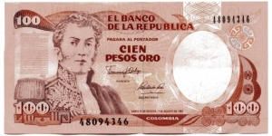 Cien Pesos oro. Serial  # 48094346 Banknote