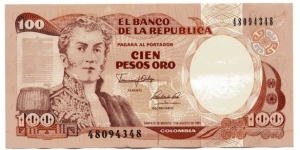 Cien pesos oro. serial # 48094348 Banknote