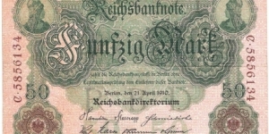 50 Mark(German Empire 1910)  Banknote