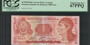 2000 1 Lempira PCGS sample note  Banknote