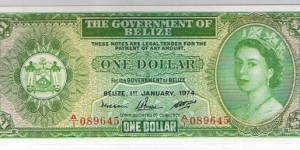 BELIZE $1 1974 Banknote