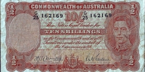 Australia N.D. 10 Shillings (1/2 Pound). Banknote