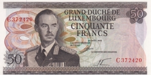 Luxembourg P55a (50 francs 25/8-1972) Banknote