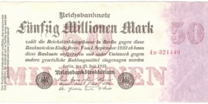 50.000.000 Mark
(Weimar Republic) Banknote