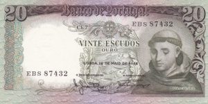 Portugal P167b (20 escudos 26/5-1964) Banknote