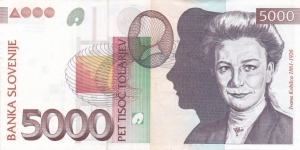 Slovenia P19a (5000 tolarjev 1/6-1993) Banknote