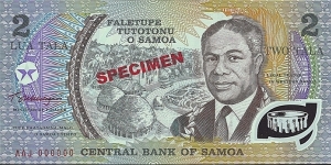 Western Samoa N.D. 2 Tala.

Specimen note. Banknote