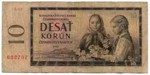10 korun bill from my neighbours country. Czechoslovakia does not exist country. Listed on this site as a Czech Republic. 1960 issue. Banknote