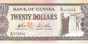 P30d - 20 Dollars
Sign 13
GOVERNOR(ag) - Lawrence Williams and MINISTER of FINANCE - Saisnarine Kowlessar Banknote