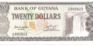 P24f - 20 Dollars
Sign 6
GOVERNOR - Patrick E. Matthews VICE PRESIDENT ECONOMIC PLANNING and FINANCE Hugh Desmond Hoyte Banknote