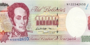 P76d - 1000 Bolivares - 06.08.1998 Banknote