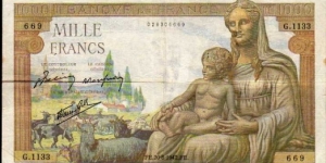 1000 Francs__
pk# 102__
20.08.1942 Banknote