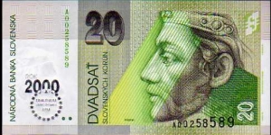 20 Slovenských Korún__
pk# 34__
Millennium 2000 Commemorative__
01.09.1993 Banknote