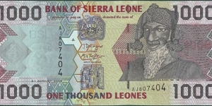 Sierra Leone 2006 1,000 Leones.

Cut unevenly. Banknote