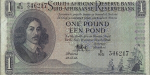 South Africa 1953 1 Pound.

'English on Top' type. Banknote