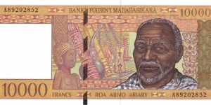 Madagascar P79 (10000 francs ND 1995) Banknote