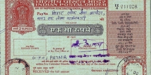 India 2000 100 Rupees postal order. Banknote
