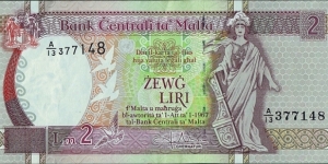 Malta N.D. 2 Pounds. Banknote