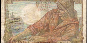 20 Francs__
pk# 100 c__
14-10-1948 Banknote