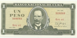 Cuba 1 Peso 1988 Banknote