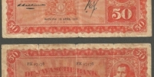 50 Gulden COEN Series with different Signature Banknote