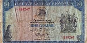 Rhodesia 1978 1 Dollar. Banknote