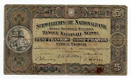 5 Franken Confederation
Switzerland National Bank Banknote