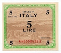 5 Lire Allied Military Currency PM12 Banknote